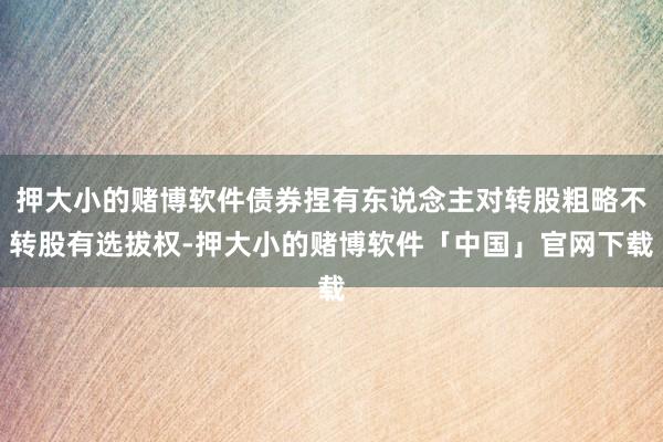 押大小的赌博软件债券捏有东说念主对转股粗略不转股有选拔权-押大小的赌博软件「中国」官网下载