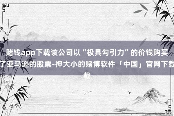 赌钱app下载该公司以“极具勾引力”的价钱购买了亚马逊的股票-押大小的赌博软件「中国」官网下载