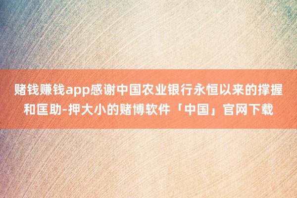 赌钱赚钱app感谢中国农业银行永恒以来的撑握和匡助-押大小的赌博软件「中国」官网下载