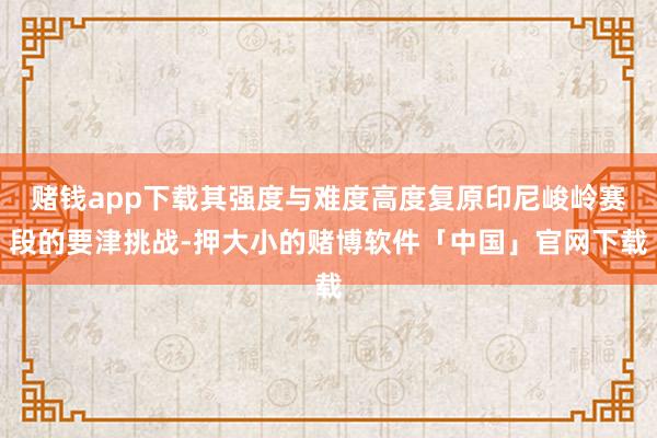 赌钱app下载其强度与难度高度复原印尼峻岭赛段的要津挑战-押大小的赌博软件「中国」官网下载