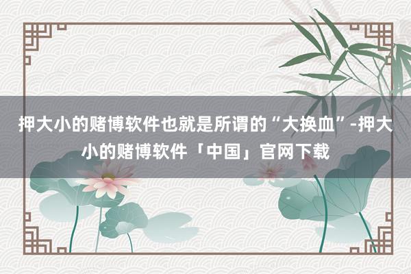 押大小的赌博软件也就是所谓的“大换血”-押大小的赌博软件「中国」官网下载